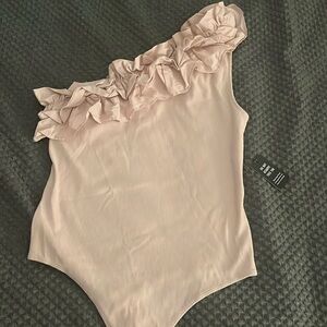 NWT Pale Pink One Shoulder Bodysuit